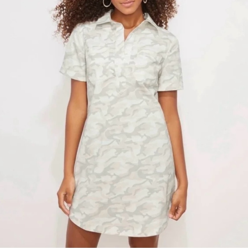 New Vineyard Vines Margo Utility Cream Grey Camo Mini Dress